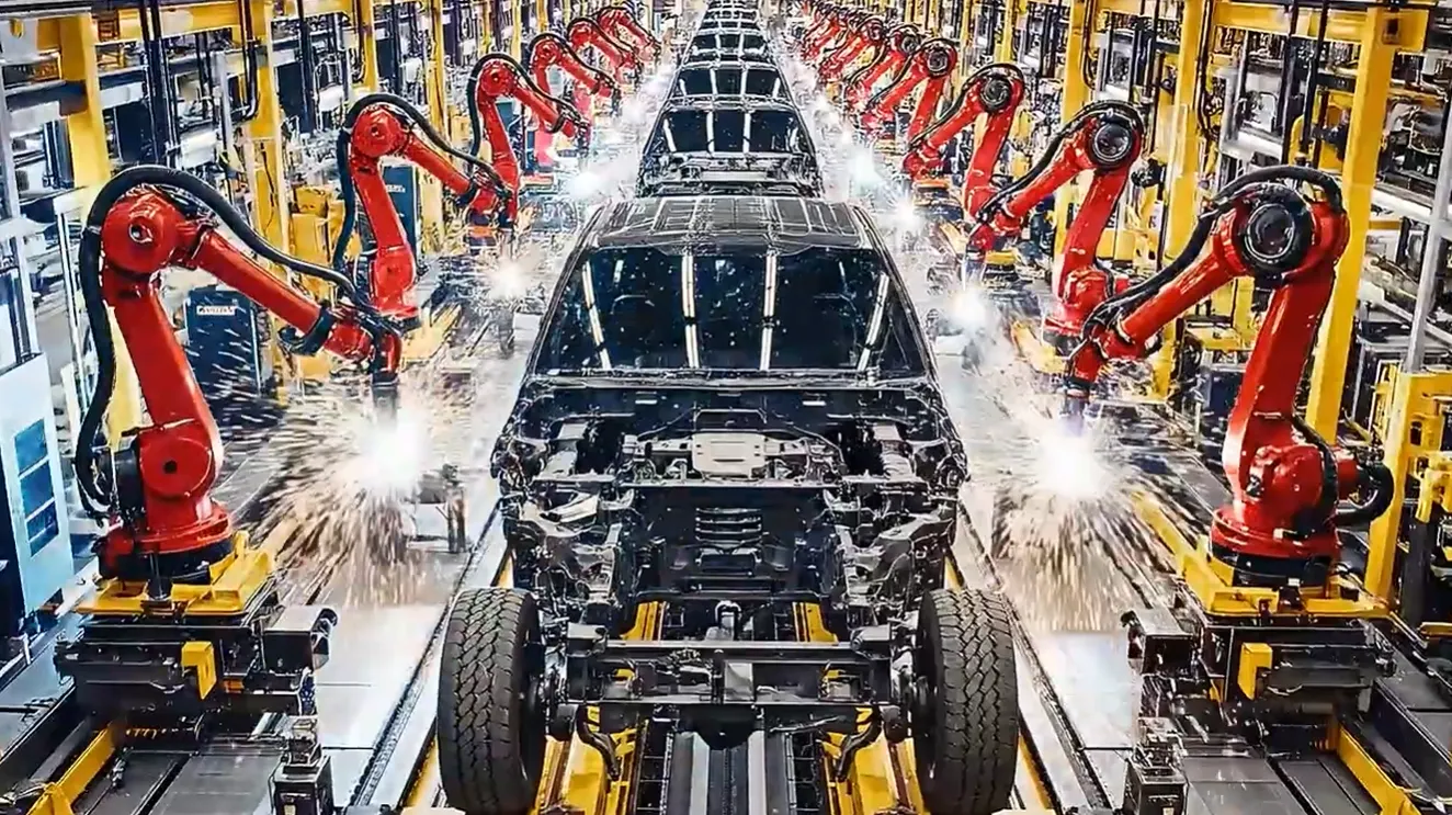 Ford assembly line in Detroit — auto parts warehousing and JIT delivery to OEM plants